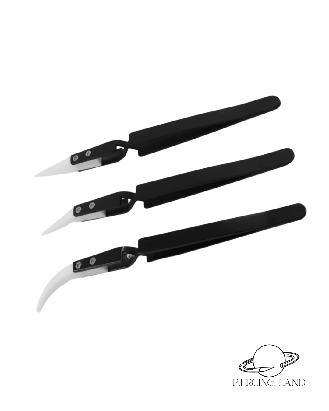 Pinzas para joyería negras con punta de cerámica
